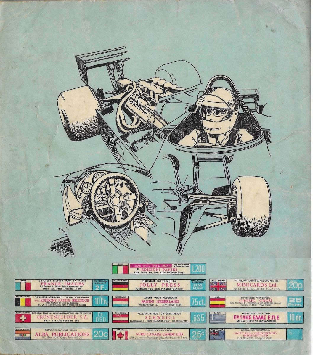 Panini - F1 Grand Prix de 1980 colección Figurine